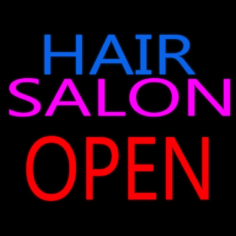 Hair Salon Block Open Neon Skilt