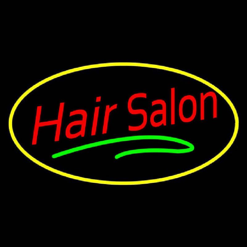 Hair Salon Oval Red Neon Skilt