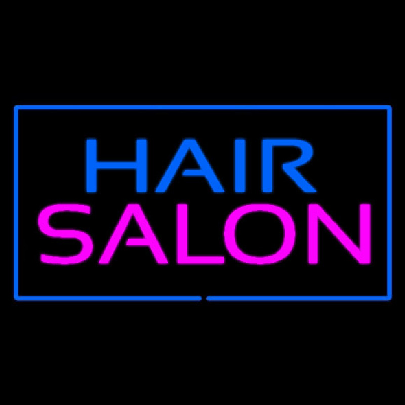 Hair Salon Rectangle Blue Neon Skilt