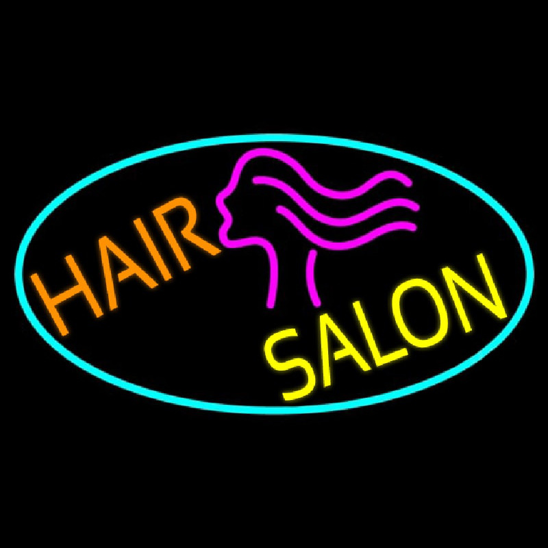 Hair Salon With Girl Logo Neon Skilt