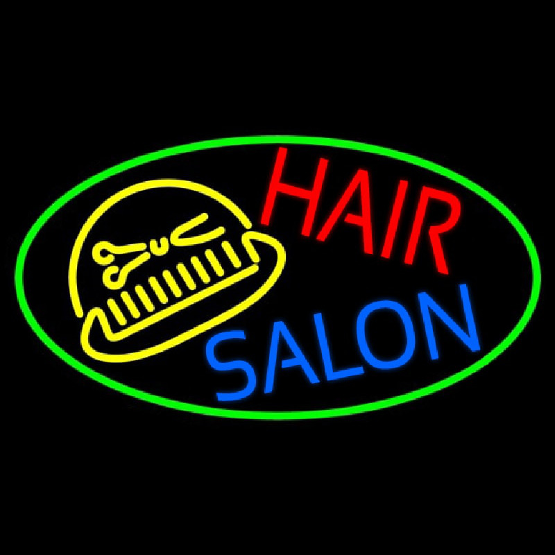 Hair Salon With Scissor And Comb Neon Skilt