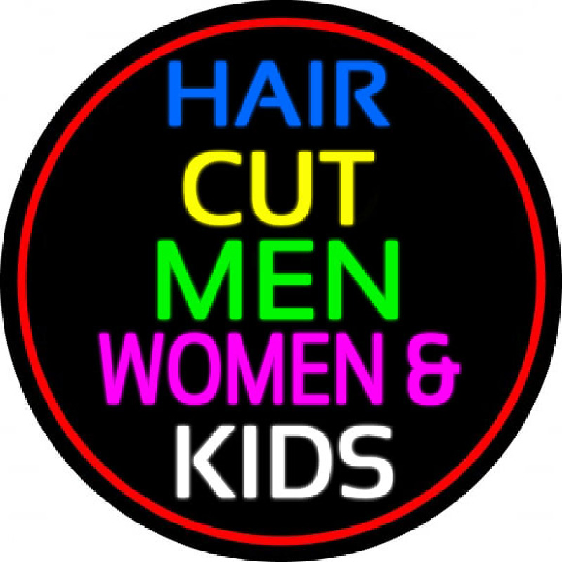 Haircut Men Women And Kids Neon Skilt