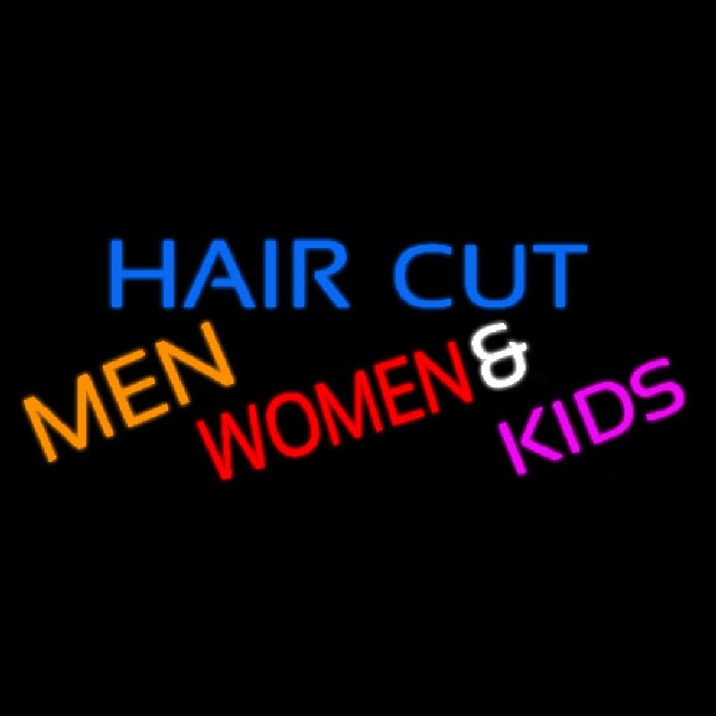 Haircut Men Women And Kids Neon Skilt