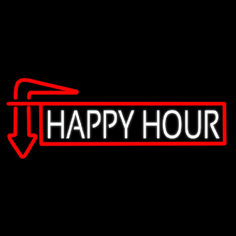 Happy Hour With Arrow Neon Skilt