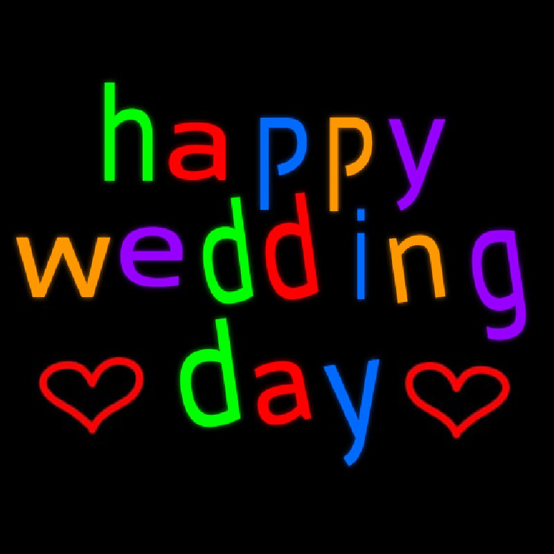 Happy Wedding Day Neon Skilt