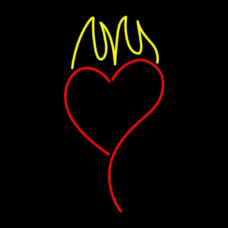 Heart With Flame Neon Skilt