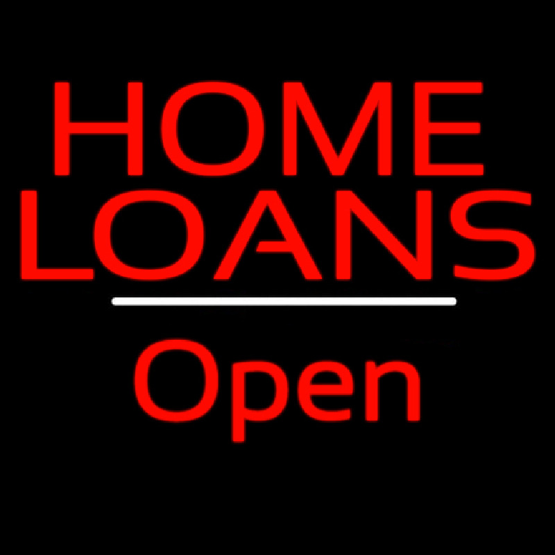 Home Loans Open White Line Neon Skilt