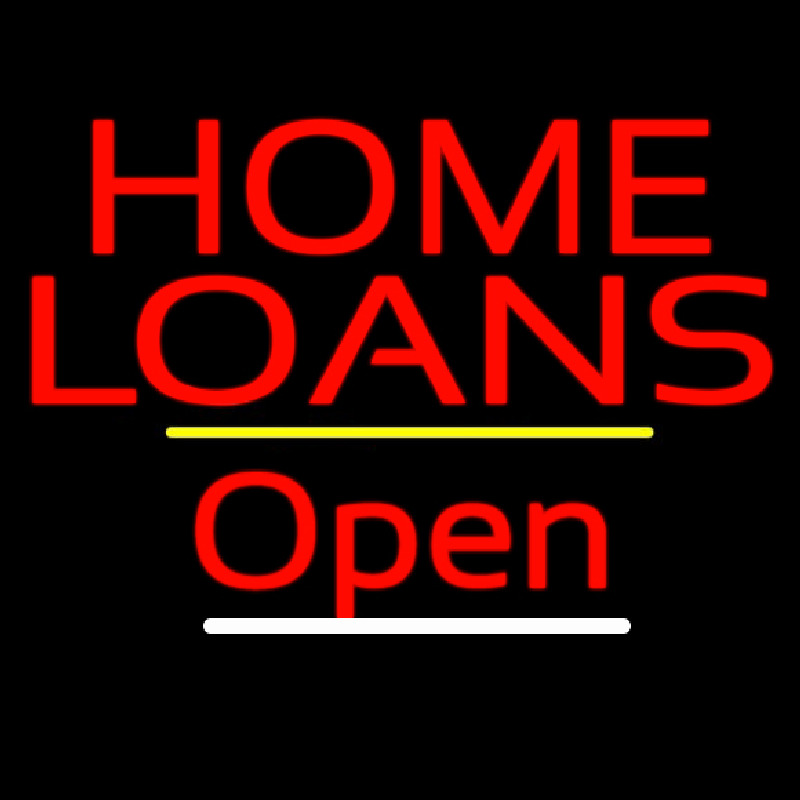 Home Loans Open Yellow Line Neon Skilt