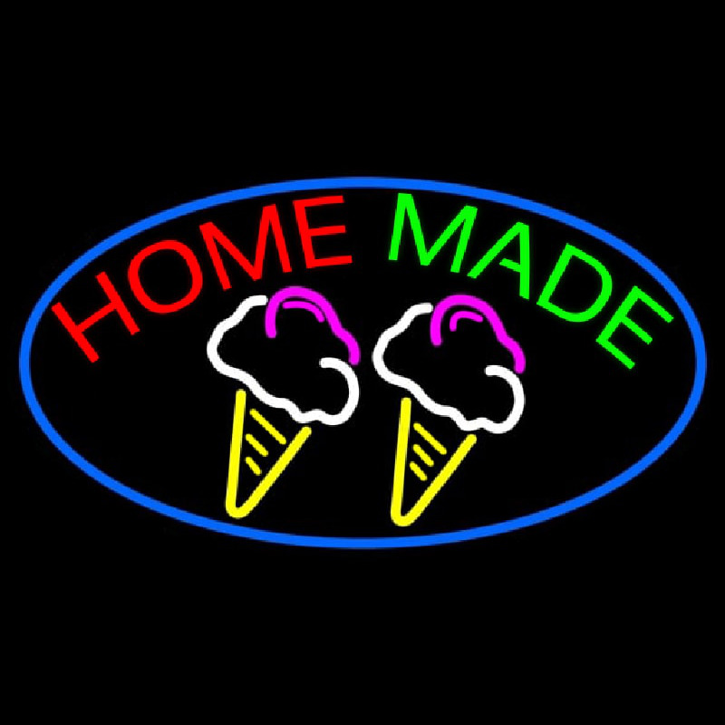 Home Made Ice Cream Cone Neon Skilt