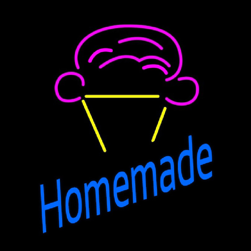 Homemade With Ice Cream Cone Logo Neon Skilt