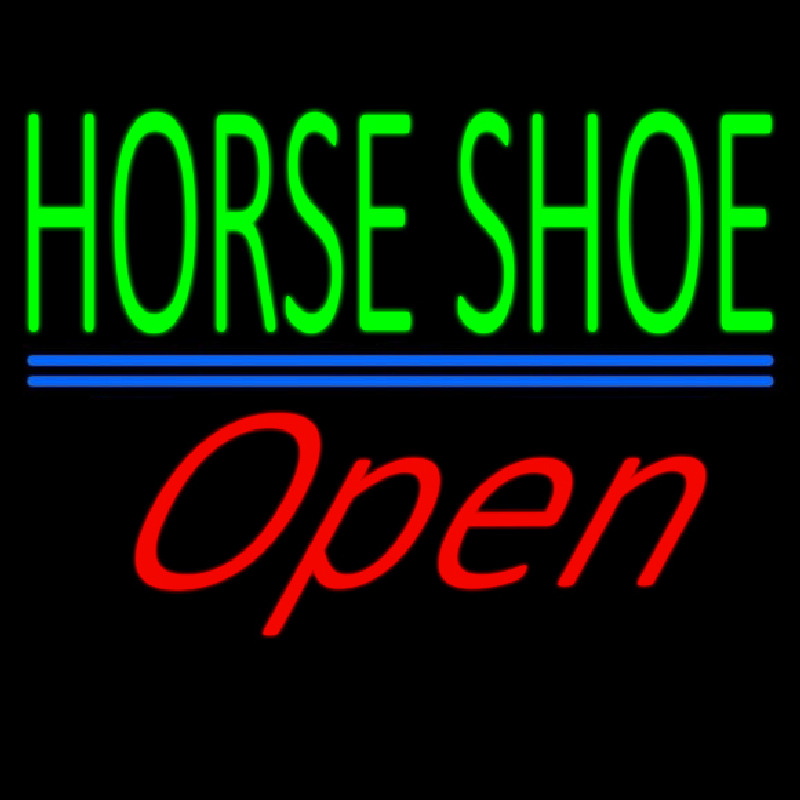 Horseshoe Open With Blue Line Neon Skilt