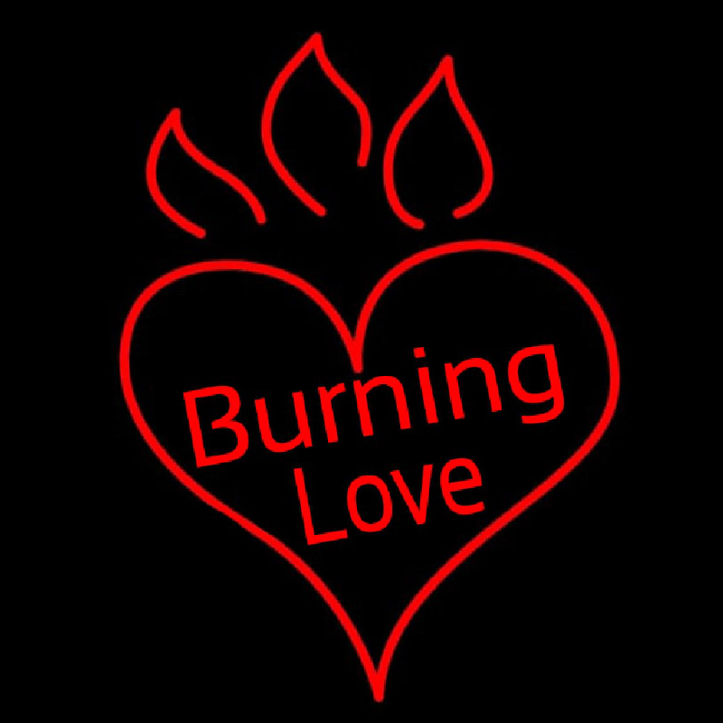 Hot Burning Heart Fire Neon Skilt