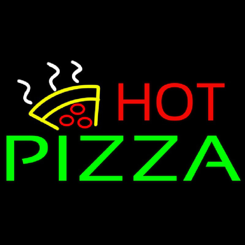 Hot Pizza With Logo Neon Skilt