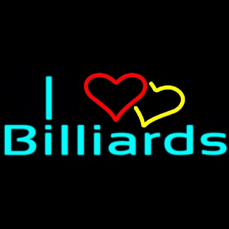 I Love Billiards 2 Neon Skilt