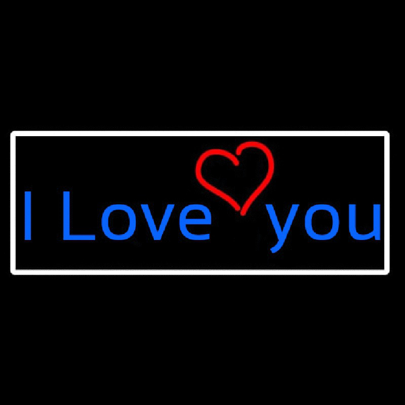 I Love You And Heart With White Border Neon Skilt