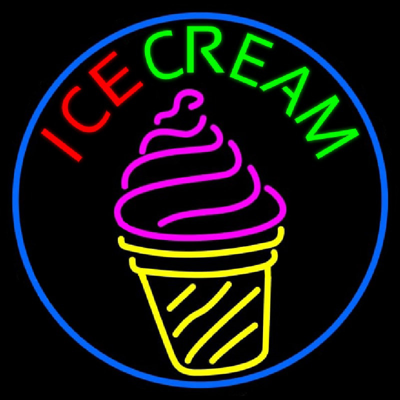 Ice Cream Cone Image Neon Skilt