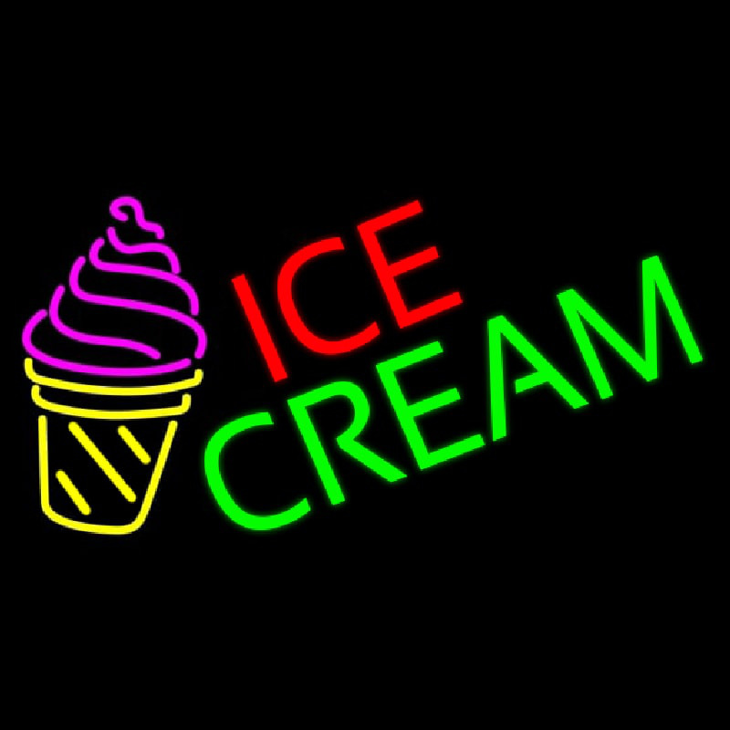 Ice Cream Cone Image Neon Skilt