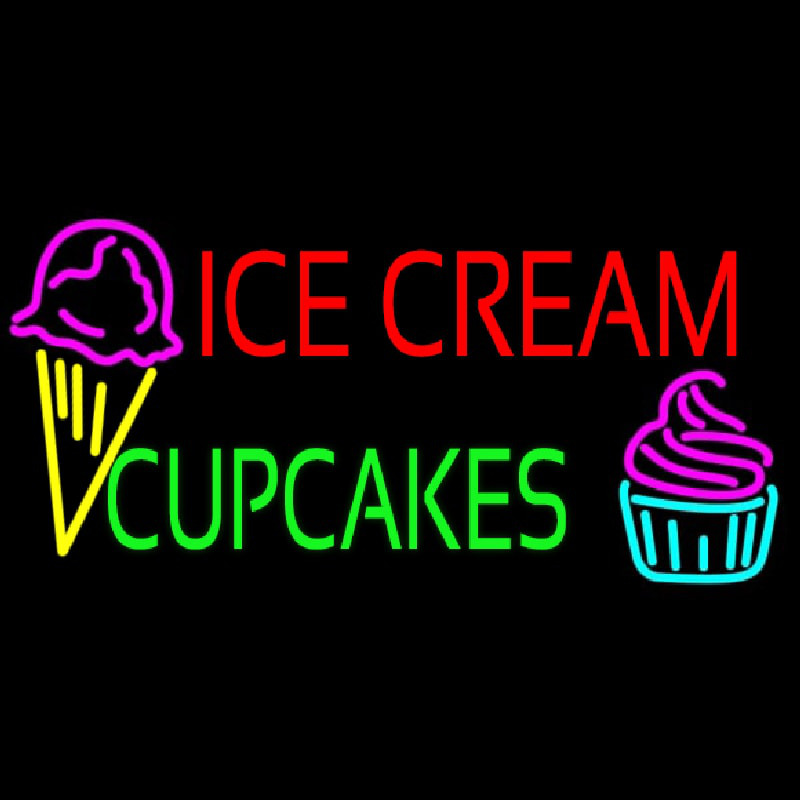 Ice Cream Cupcakes Neon Skilt