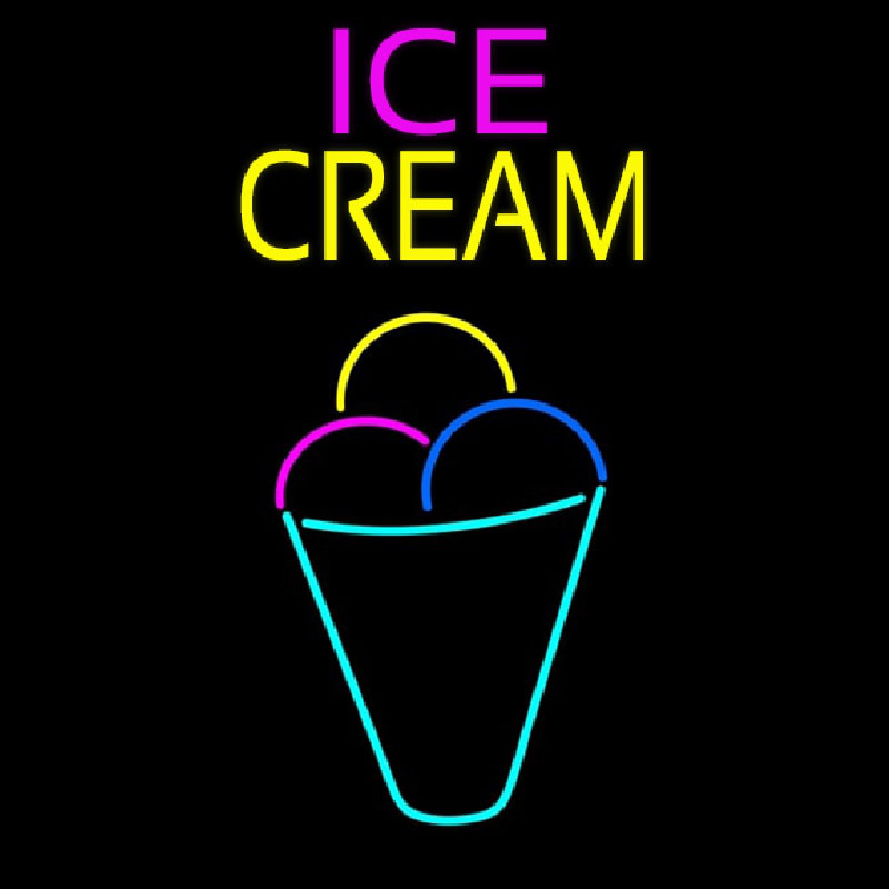 Ice Cream Multicolored Cone Neon Skilt