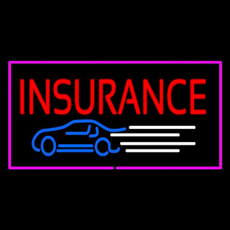 Insurance Car Logo Pink Border Neon Skilt