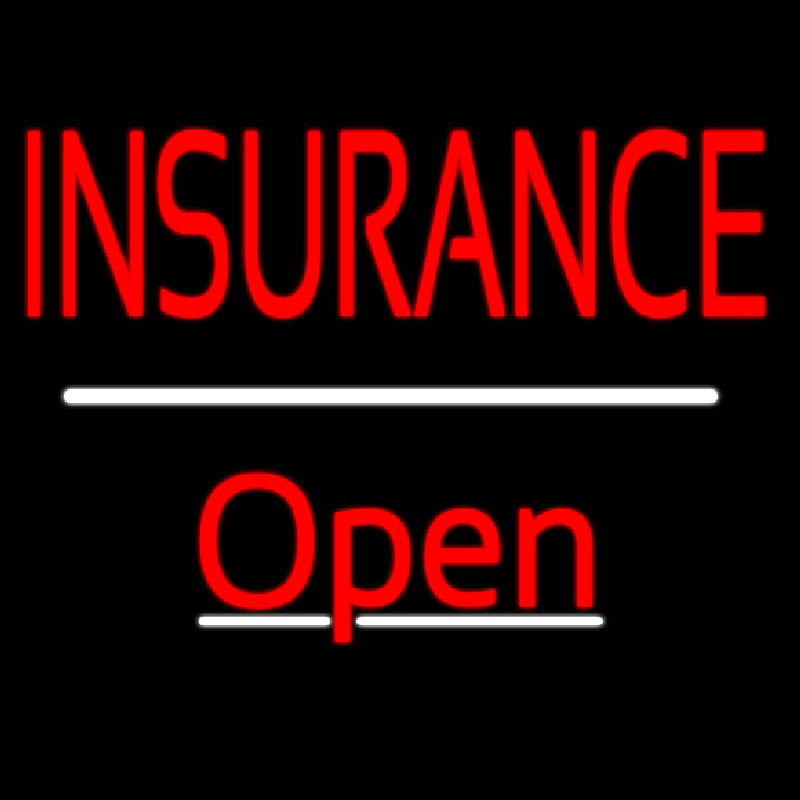 Insurance Open White Line Neon Skilt