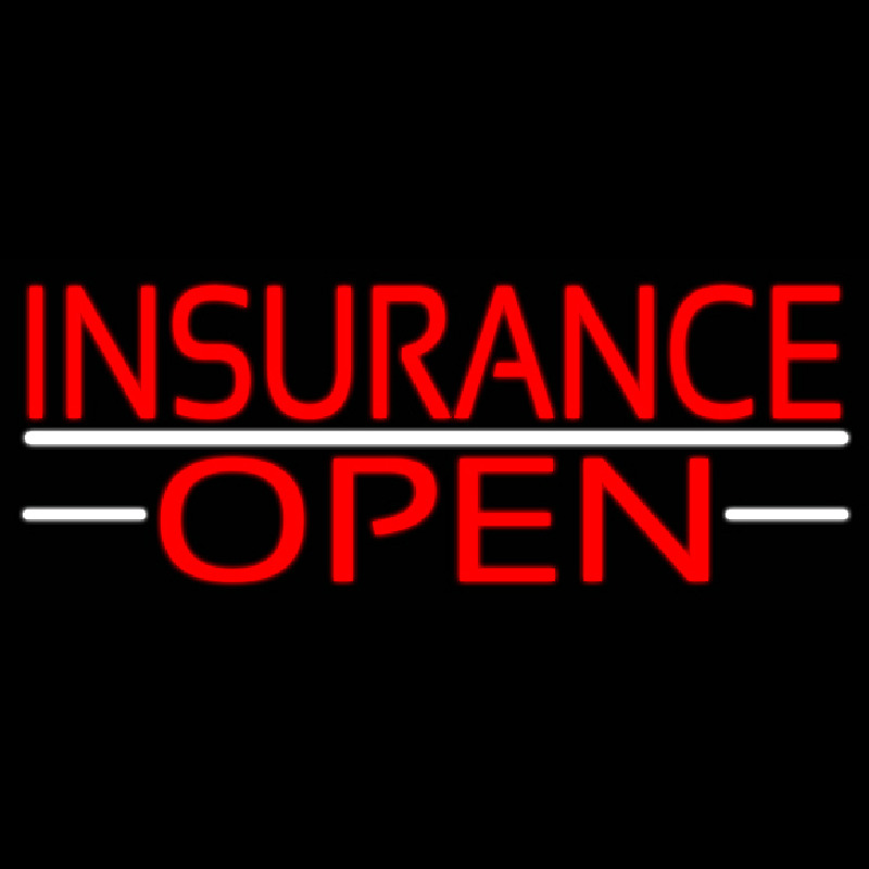 Insurance Open White Line Neon Skilt