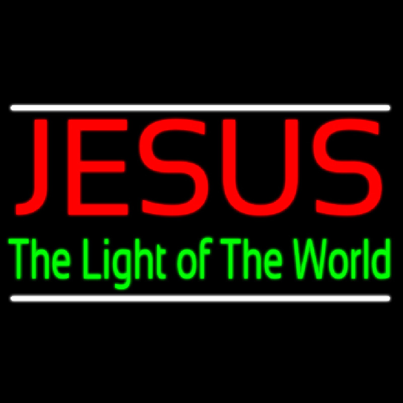 Jesus The Light Of World With Line Neon Skilt