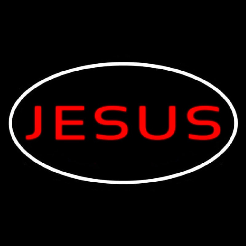 Jesus White Border Neon Skilt