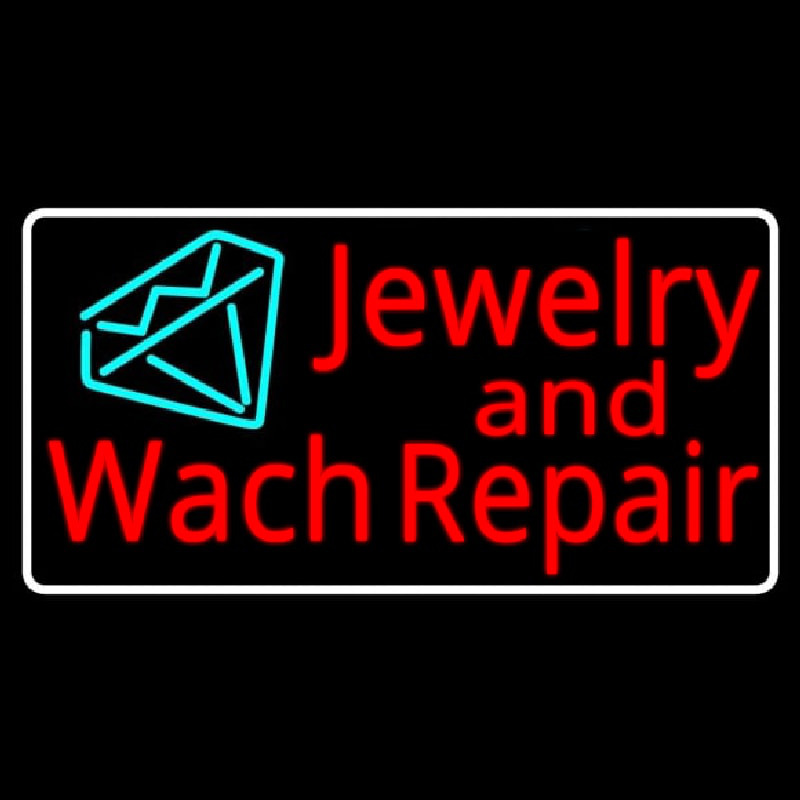 Jewelry And Watch Repair Turquoise Diamond Logo Neon Skilt