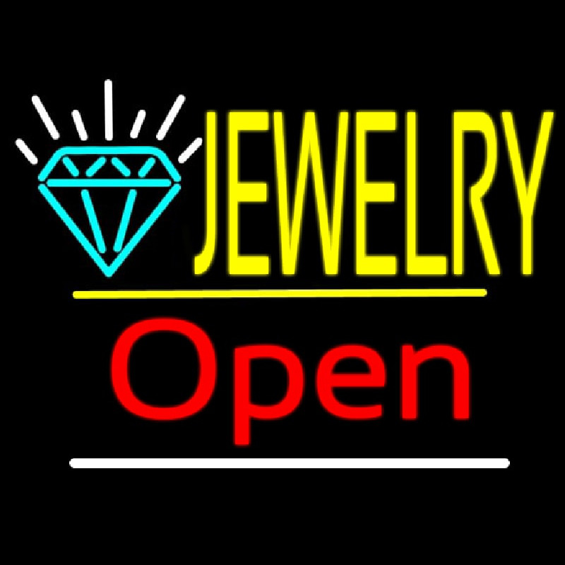 Jewelry Logo Open Yellow Line Neon Skilt