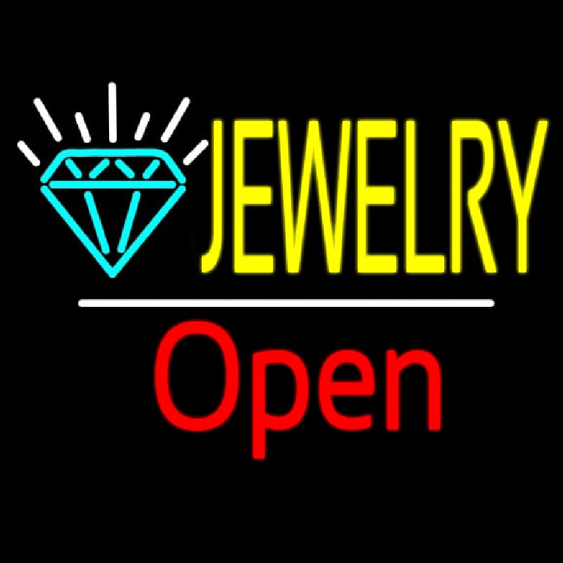 Jewelry Logo White Line Open Neon Skilt