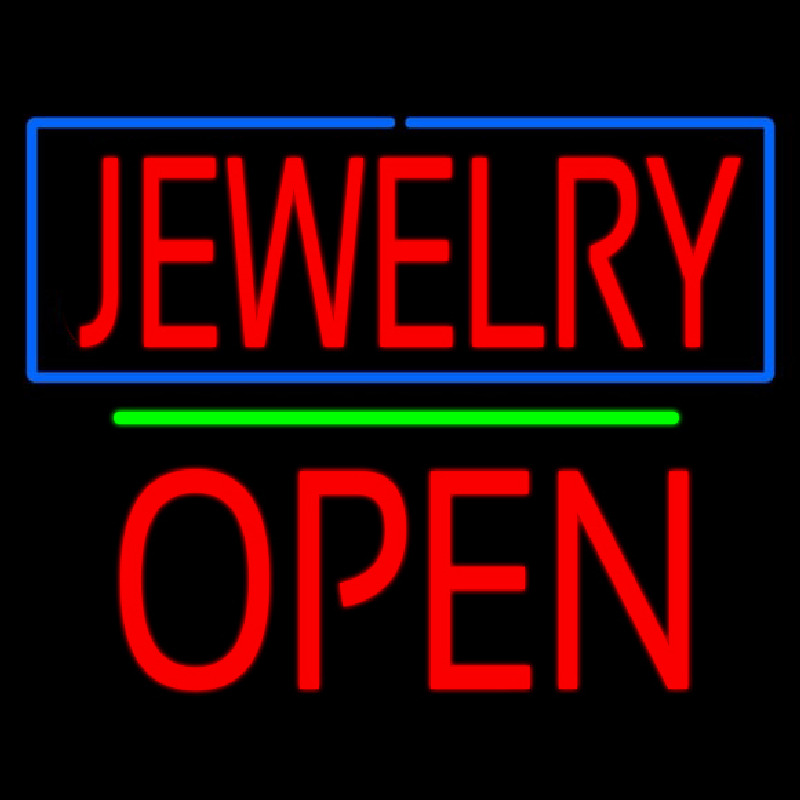 Jewelry Open Block Green Line Neon Skilt