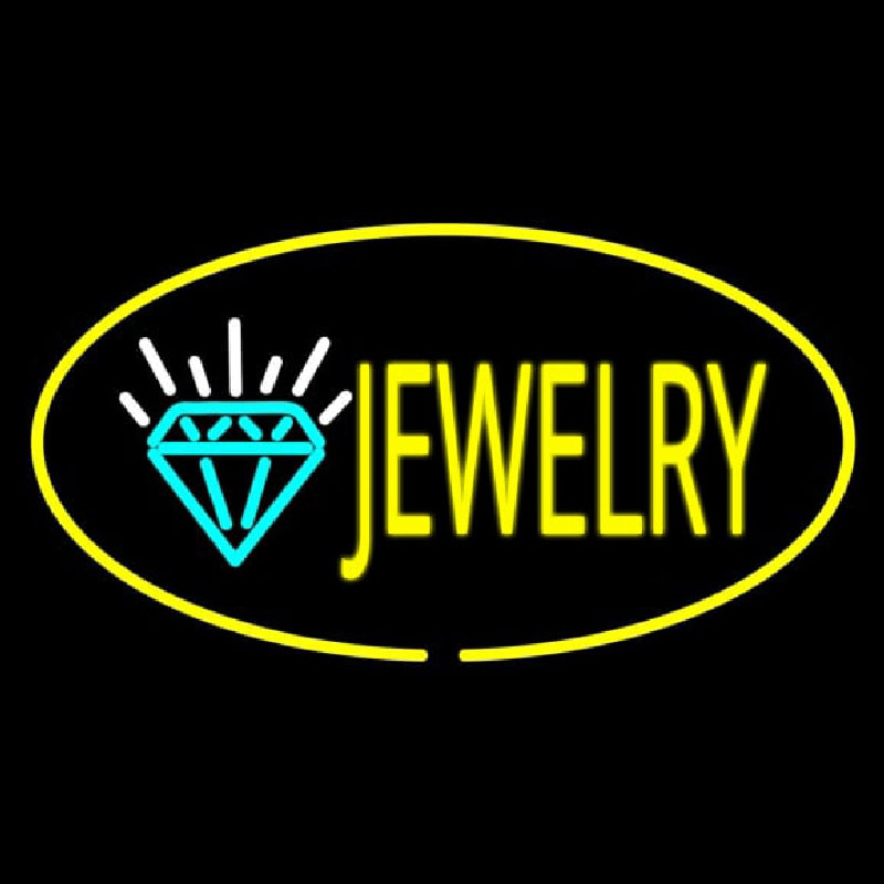 Jewelry Oval Yellow Neon Skilt