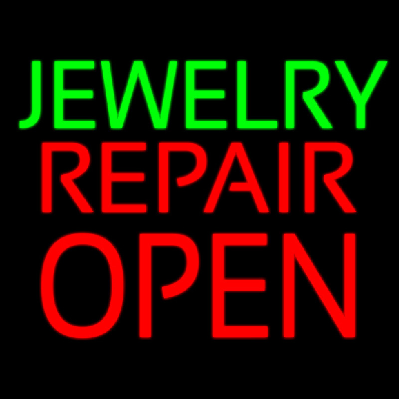 Jewelry Repair Block Open Neon Skilt