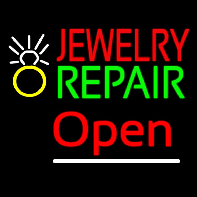 Jewelry Repair Logo Open Neon Skilt