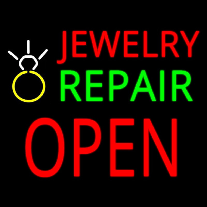 Jewelry Repair Open Logo Neon Skilt