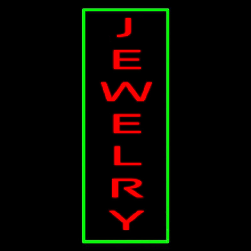 Jewelry Vertical Green Border Neon Skilt