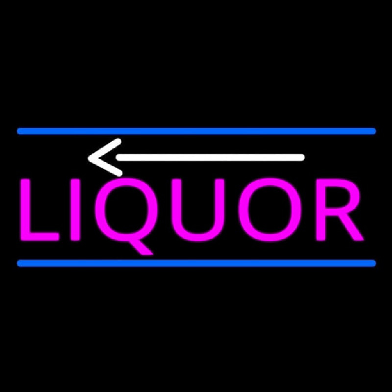 Liquor With Arrow Neon Skilt