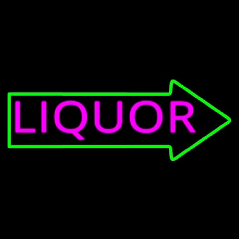 Liquor With Arrow Neon Skilt