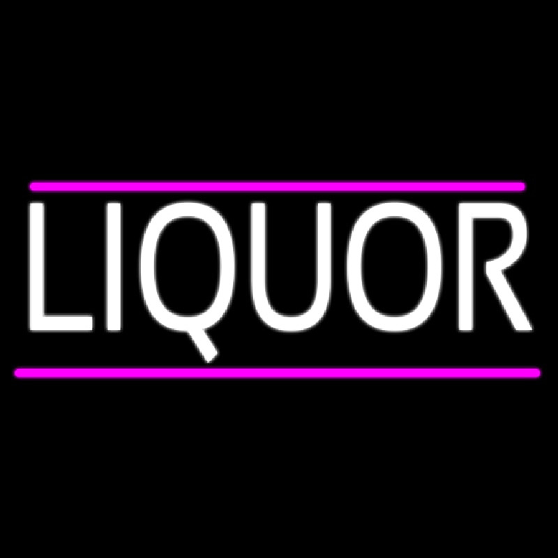 Liquors With Pink Out Line Neon Skilt