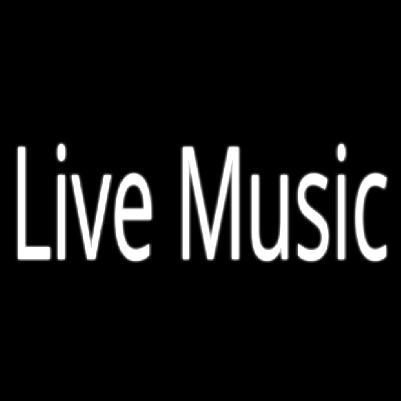 Live Music White 1 Neon Skilt