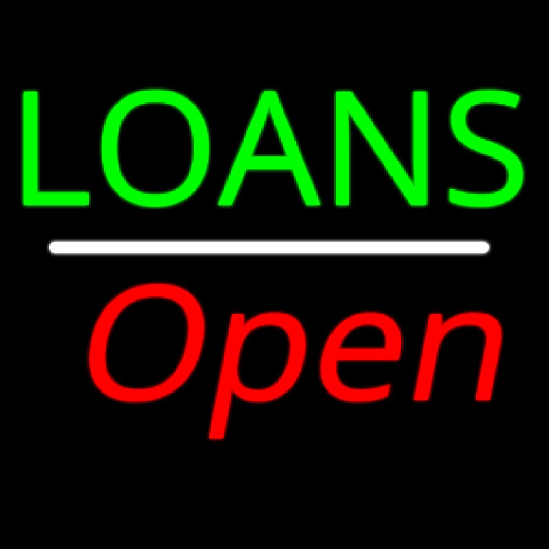 Loans Open White Line Neon Skilt