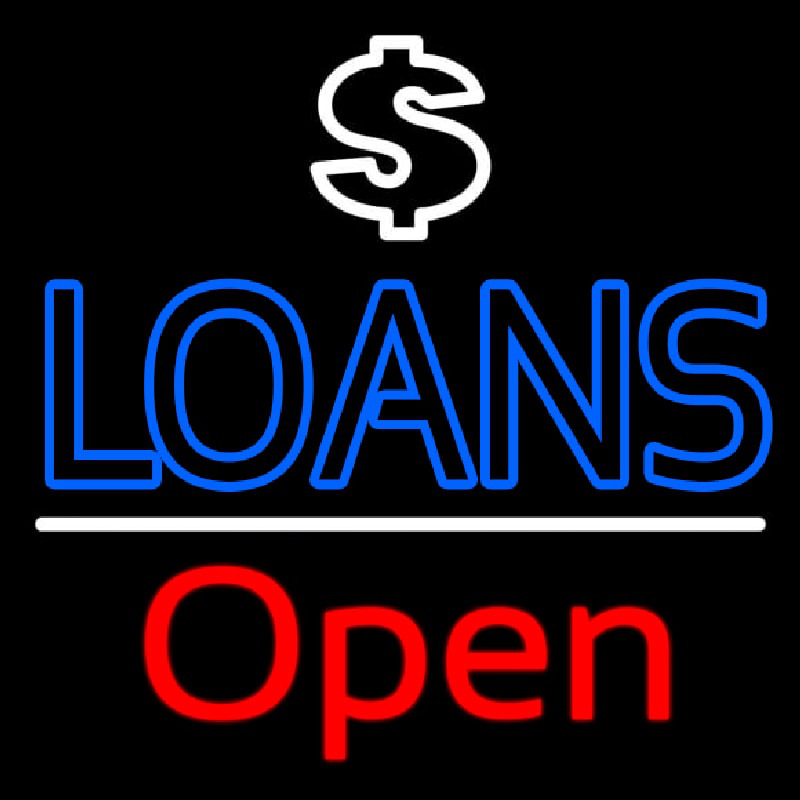 Loans With Dollar Logo Open Neon Skilt