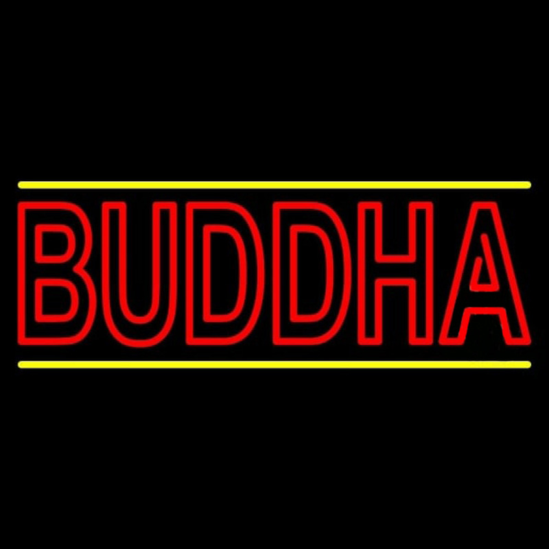 Lord Buddha With Lines Neon Skilt