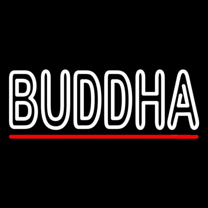 Lord Buddha With Red Line Neon Skilt