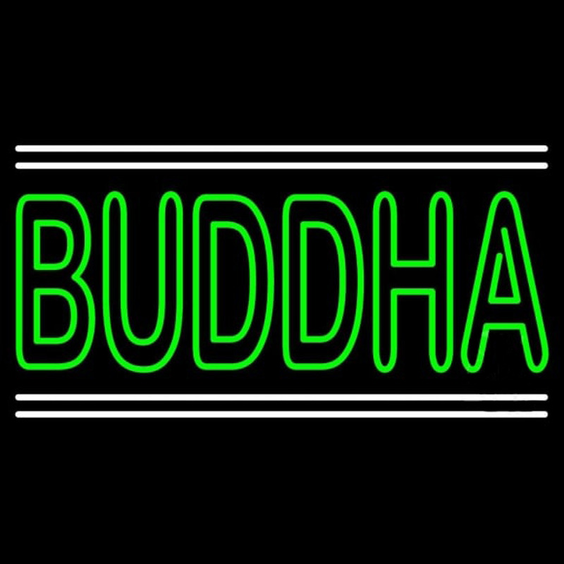 Lord Buddha With White Line Neon Skilt