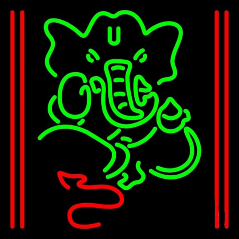 Lord Ganesha With Line Neon Skilt