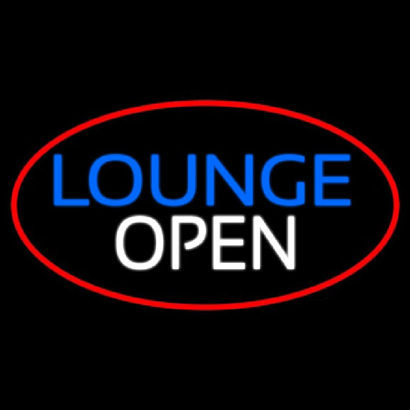 Lounge Open Oval With Red Border Neon Skilt