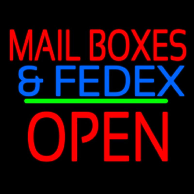 Mail Bo es And Fede  Open Block Green Line Neon Skilt