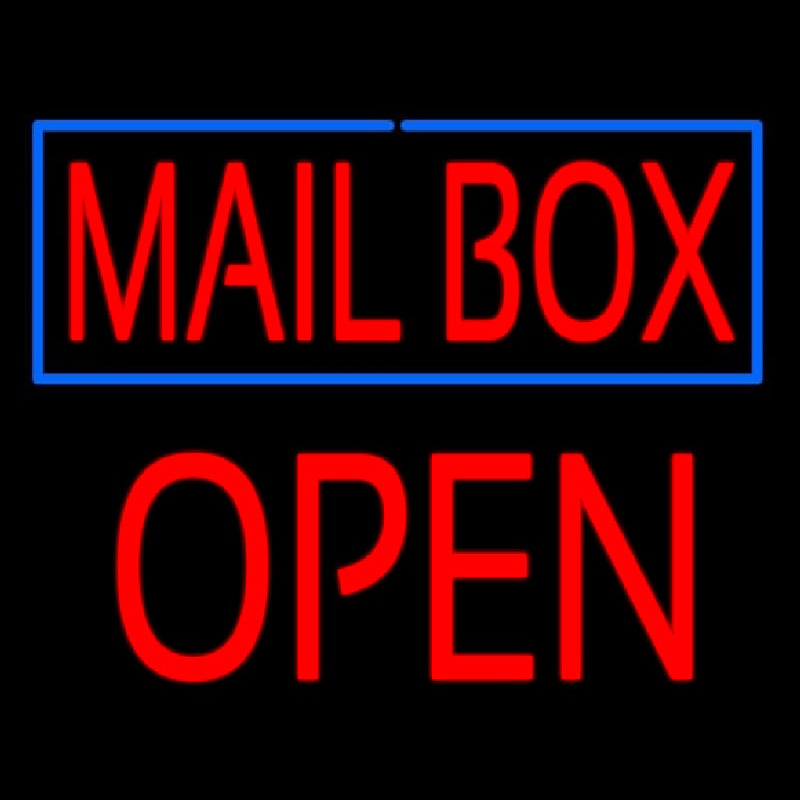 Mailbo  Blue Border Open Block Neon Skilt